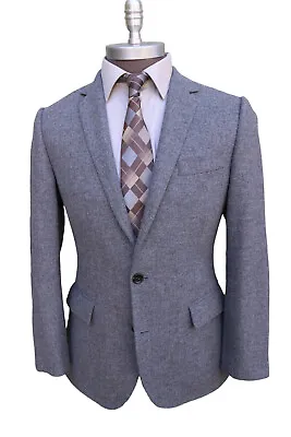 J. Crew Ludlow Moon Cloth Gray Wool Brown Elbow Patch Two Button Blazer SZ 38S • $99.99