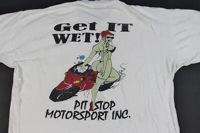 VTG Pit Stop Motor Sport New Jersey City Custom Motorcycle Shop Shirt Get It Wet • $23.40