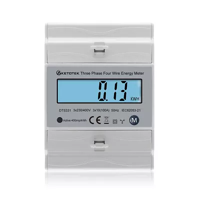 AC Energy Meter 3 Phase 4 Wire 3x230V/400V 10(100)A 50/60Hz Din Rail KWh Monitor • $43.99