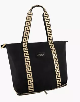 Versace Parfum Medusa Faux Leather Shopping Tote Shoulder Bag Black/Gold Key • $208.64