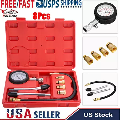 Cylinder Compression Tester Gas Petrol Engine Gauge Tool Kit For Car Motorcycle • $19.99