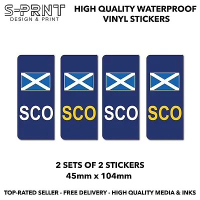 Scotland Flag - Number Plate  Blue Sticker - 2 Sets - 4 Stickers S92 • £3.49