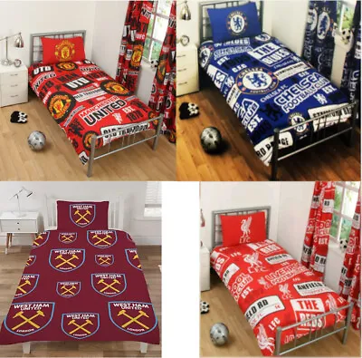 Duvet Cover Football ManUtd Arsenal Tottenham Chelsea Club SINGLE Bedding • £19.95