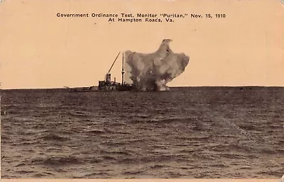 Government Ordinance Test Monitor Puritan Hampton Roads Virginia 1910 Postcard • $11.95