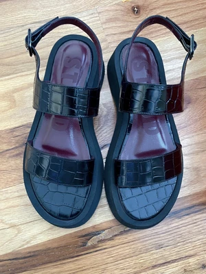 $125 • Buy Staud Nicky Sandal Croc Leather Embossed Platform New In Box Size 8 EU 38