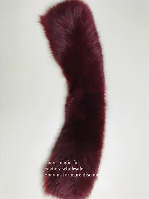 Burgundy Real Fox Fur Collar Jacket Coat Fur Scarf Shawl Stole Wrap Neck Warmer • $27