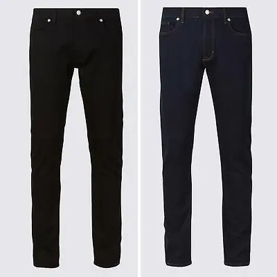 EX M&S Mens Skinny Jeans Stretch Denim Pants Slim Trousers All Waist Leg Sizes • £12.99