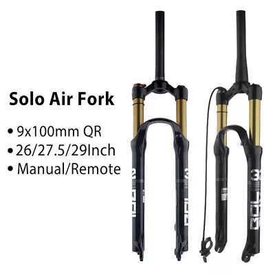 MTB Bike Fork Solo Air Bicycle Front Suspension Straight/Tapered Tube Front Fork • $142.88