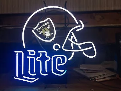 Las Vegas Raiders Helmet Lite Beer 20 X16  Neon Lamp Light Sign Bar Open Club • $130.79