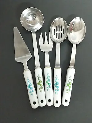 $34.99 • Buy Set 5 Corelle Kitchen Utensils Coordinates Callaway Serving Spoons Ivy Ceramic