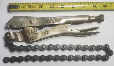 Nice Vintage Locking Petersen Dewitt Vise Grip Pliers 20r Chain Wrench Usa • $29.99