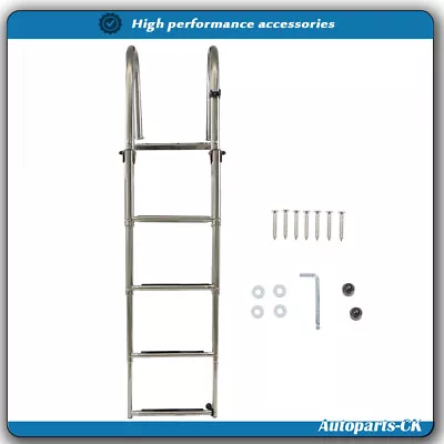 4-Step Telescoping Boat Ladder Stainless Steel Folding Extendable Ladder Yacht • $94.55