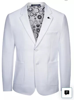 Tom Baine WHITE  Size M Or L  Waffle 2 Button Jacket/ Blazer NWT  Stretch Slim • $90