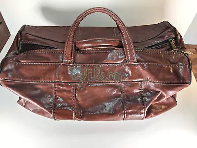 Vintage Wilson Faux Leather Sports Duffle Gym Travel Bag E6913 Made In USA • $42.48