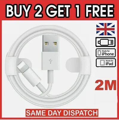 £2.99 • Buy USB IPhone Charger Fast For Apple Long Cable USB Lead 7 8 X XS XR 11 12 13pro 2m