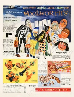 1954 Woolworth Halloween Costumes Masks Toys Candy Vintage Ad NEW Poster 20x24 • $21.25