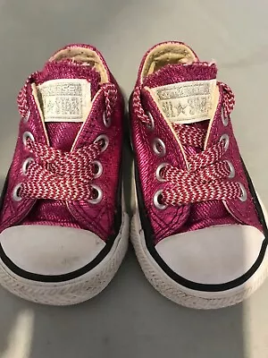 CONVERSE Trainers 2 18 Trainers Pink Sparkly Girls Worn Once • £19.99