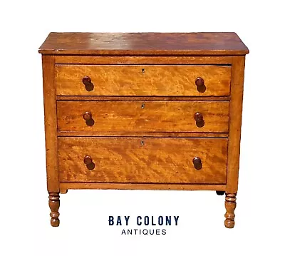 Antique Vermont Cherry Chest Of Drawers / Dresser With Bennington Pottery Pulls • $1275