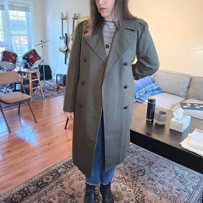 Vintage US Marine Corp Overcoat 38S Trench Coat 100% Wool Serge Green  • $95