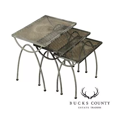 Salterini Mid Century Wrought Iron Garden Nesting Tables • $795