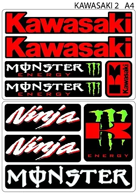 KAWASAKI Motorcycle Manufacturer Logos Stickers Decals Emblems Kit • £7.99