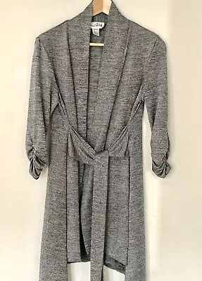 Joseph Ribcoff Womens 3/4 Length Asymmetrical Jacket Cardi Silver Metallic Sz 10 • $39