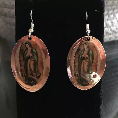 Handmade Mexican Copper Virgen De Guadalupe Earrings - Our Lady Of Guadalupe • $22