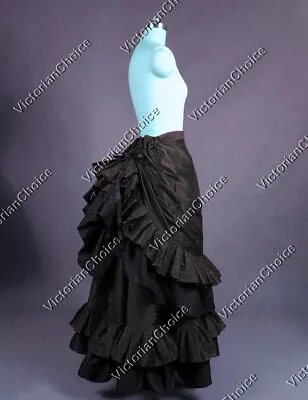 Black Gothic Victorian Edwardian Bustle Skirt Steampunk Punk Witch Costume K034 • £182.41