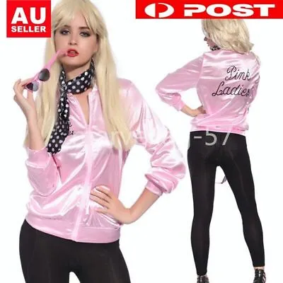 $26.99 • Buy Women Pink Jacket With Scarf Costume 50's 1950's Outerwear Fancy Dress Cosplay