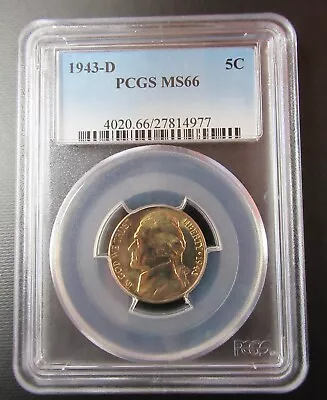 1943-D Jefferson Nickel 5C PCGS Certified  MS66  - FREE SHIPPING! • $27.99