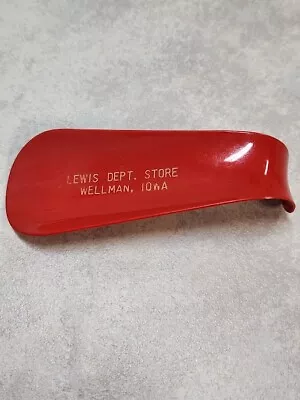 Vintage Advertising Red Colored Plastic Shoe Horn Wellman Iowa Lewis Dept. Store • $5