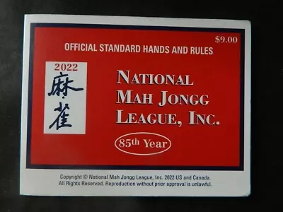 2022  National Mah Jongg League Rules Game Card (5 X 4 In) Authentic • $12.95
