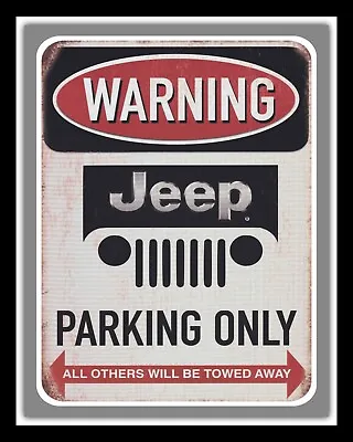 Warning Jeep Parking Only Car Garage Workshop Off Road Metal Plaque Tin Sign 026 • £4.99