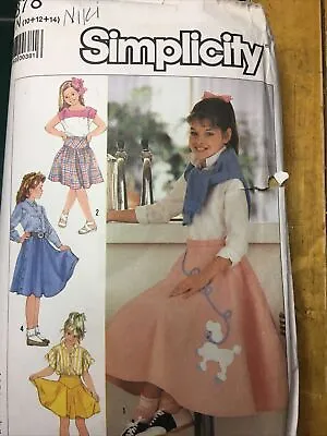 Simplicity 7878 Girls Poodle Skirt Sewing Pattern Size10 12 14 Vintage Used • $6.99