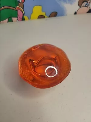 Vintage MCM Viking Glass Mushroom Paperweight Orange Persimmon Read • $224.88