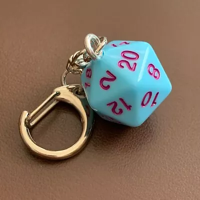 £2.49 • Buy D20 Dice Keyring - Pastel Blue With Purple - D&D - Geek - Games Master.