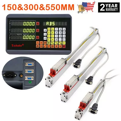 Linear Scale 150+300+550mm W/ 3Axis Digital Readout DRO Display Kit US STOCK • $243.23