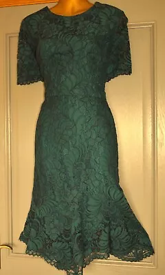 Coast Green & Navy Lace Evening Formal Occasion Wedding Party Dress Size 18 • £7.50