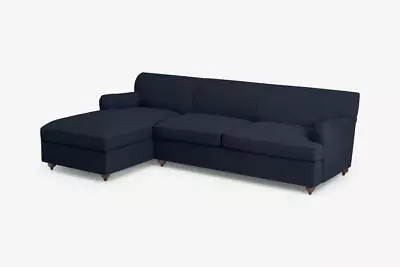 MADE.COM Orson LHF Chaise End Corner Sofa Bed Dark Blue Velvet (1620) • £999