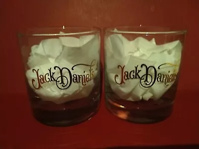 Jack Daniel's Tennessee Whiskey Glass Set Of 2 Lowball Tumblers Gold Lettering • $30