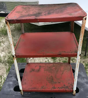 3 Shelf Metal Utility Cart 20 X 15 X 28h Vintage Three Tier Microwave Serving • $29.99