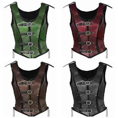 Medieval Retro Women Faux Leather Chest Armor Vest Halloween Cosplay Fancy Dress • £73.19