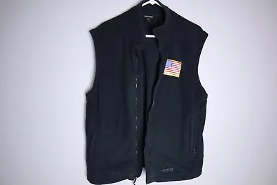 Marmot Polartec Fleece Vest Mens XL Black Full Zip Vietnam American Flag Patch • $19.87