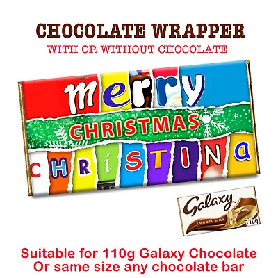 Christmas Personalized Customized Any Name Chocolate Bar Wrapper Novelty Gift • £2.49