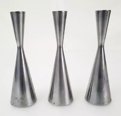 IKEA Danish Modern Stainless Steel Candlesticks Candle Holders Set Of 3 • $21.35