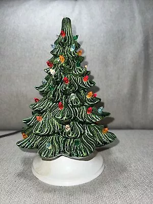 Vintage Ceramic Light Up Green Christmas Tree With Base 10  Tall Lighted 1980s • $42.99