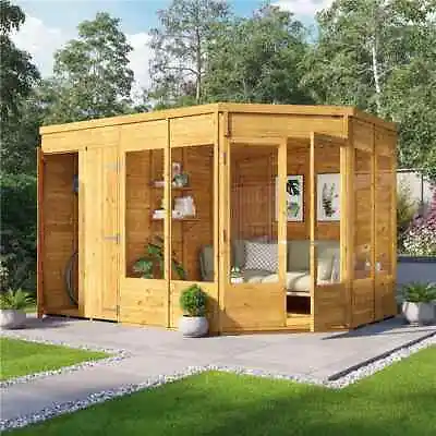 Wooden Garden Shed -  Penton Corner Summerhouse With Side Store • £2279.99