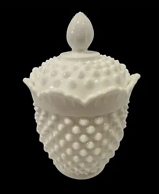 Fenton Glass Hobnail Milk Glass Jam/Jelly Jar Candy/Sugar Bowl W/Lid Vintage EUC • $29.99