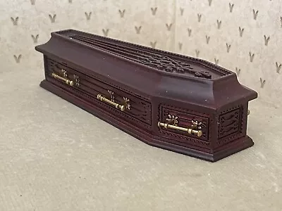 JBM Miniature 1:12  MAHOGANY COFFIN  SOLID TOP  Brand New • $95