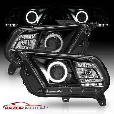 Fit 2010-2014 Ford Mustang Black Housing Halo  LED Projector Headlights • $201.56